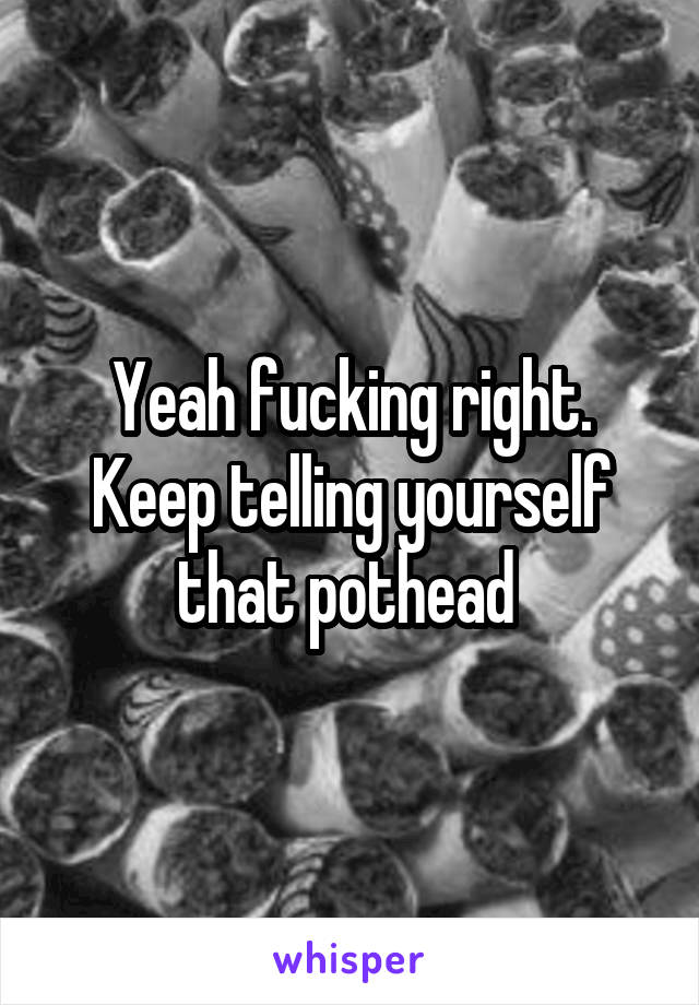 Yeah fucking right. Keep telling yourself that pothead 