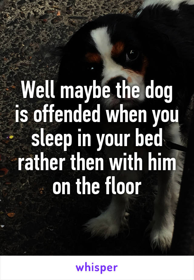 Well maybe the dog is offended when you sleep in your bed rather then with him on the floor