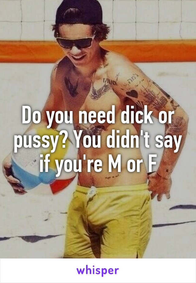 Do you need dick or pussy? You didn't say if you're M or F