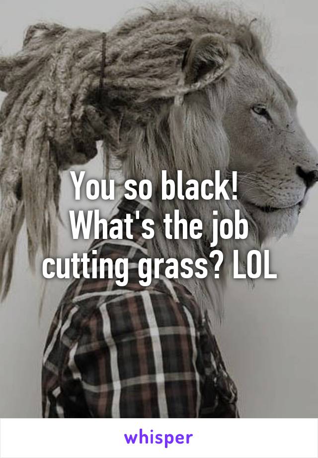 You so black! 
What's the job cutting grass? LOL