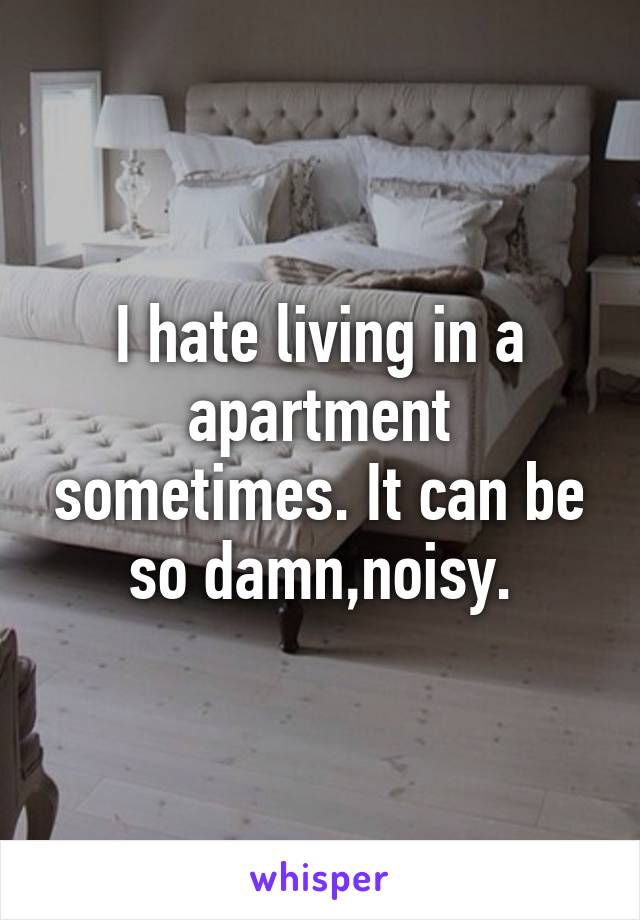 I hate living in a apartment sometimes. It can be so damn,noisy.