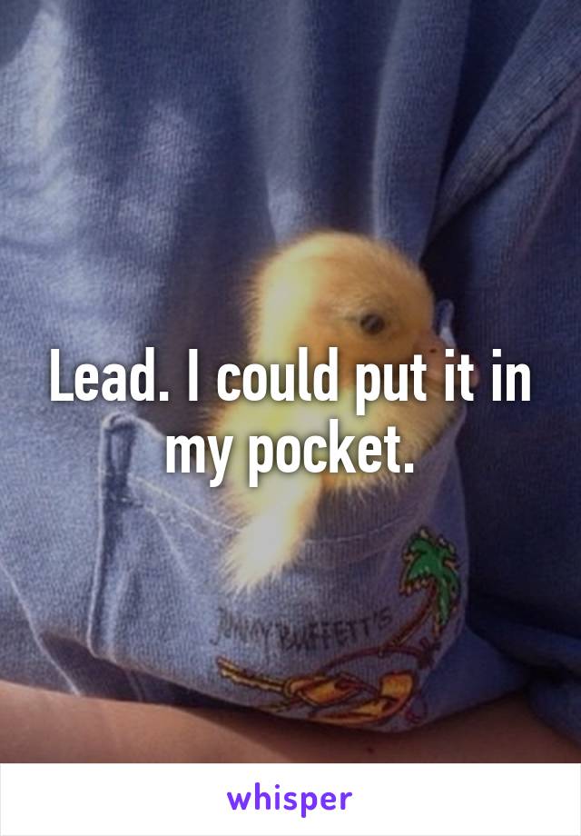 Lead. I could put it in my pocket.