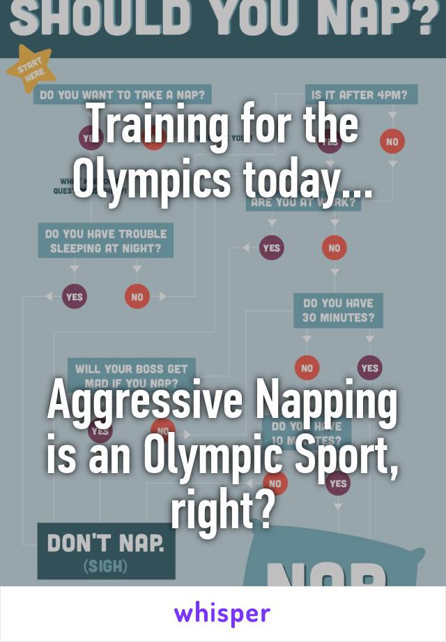 Training for the Olympics today...



Aggressive Napping is an Olympic Sport, right?