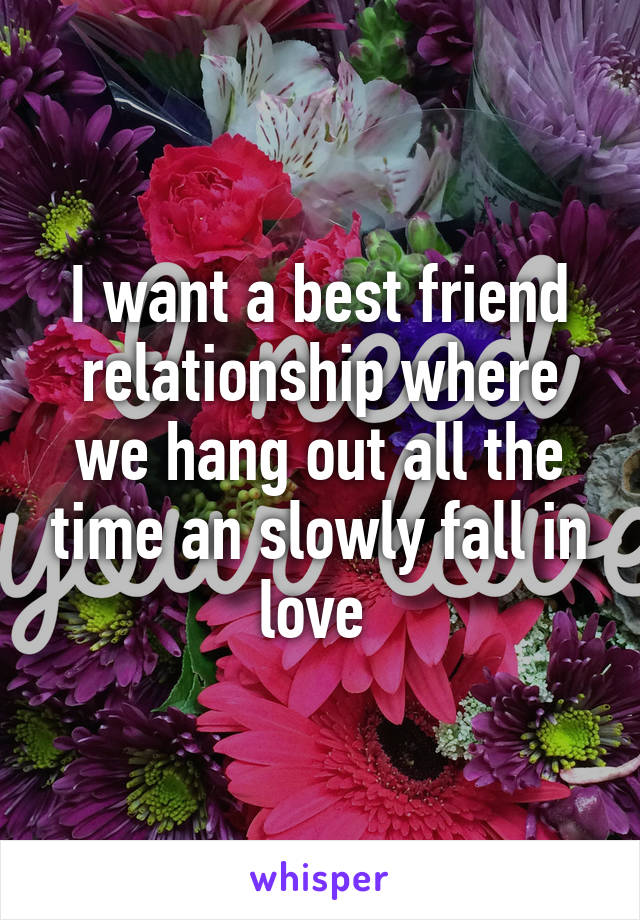 I want a best friend relationship where we hang out all the time an slowly fall in love 