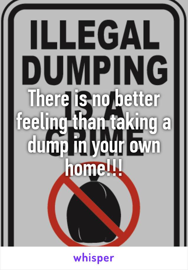 There is no better feeling than taking a dump in your own home!!!