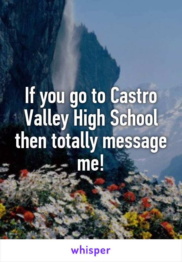 If you go to Castro Valley High School then totally message me!