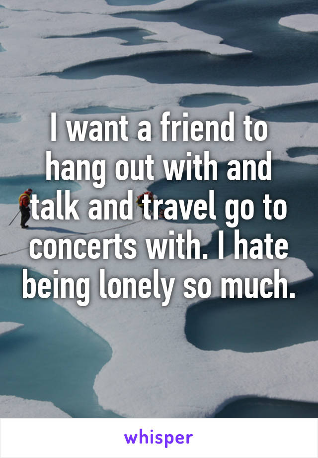 I want a friend to hang out with and talk and travel go to concerts with. I hate being lonely so much. 