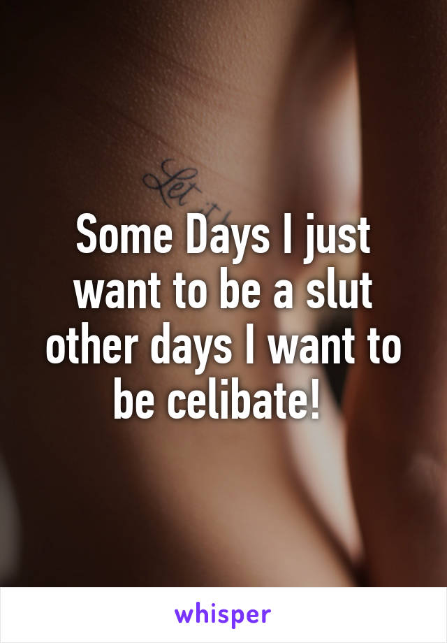 Some Days I just want to be a slut other days I want to be celibate! 