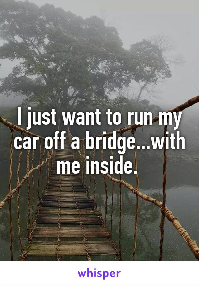 I just want to run my car off a bridge...with me inside. 