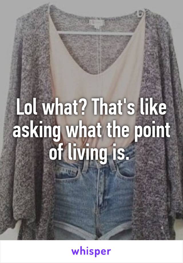 Lol what? That's like asking what the point of living is. 