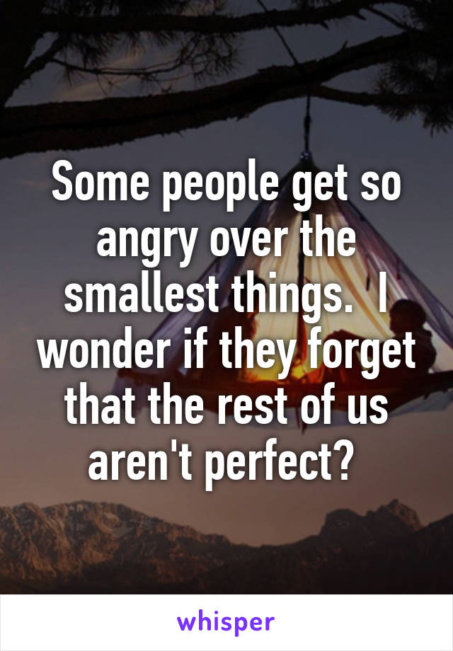 Some people get so angry over the smallest things.  I wonder if they forget that the rest of us aren't perfect? 