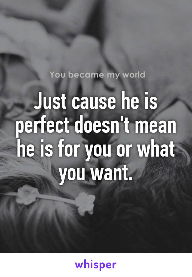 Just cause he is perfect doesn't mean he is for you or what you want.