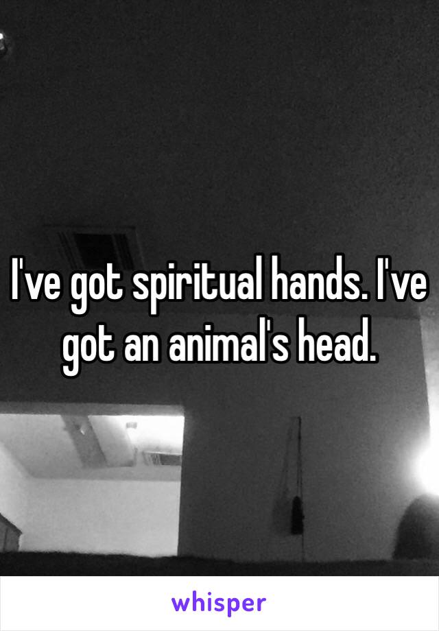 I've got spiritual hands. I've got an animal's head. 