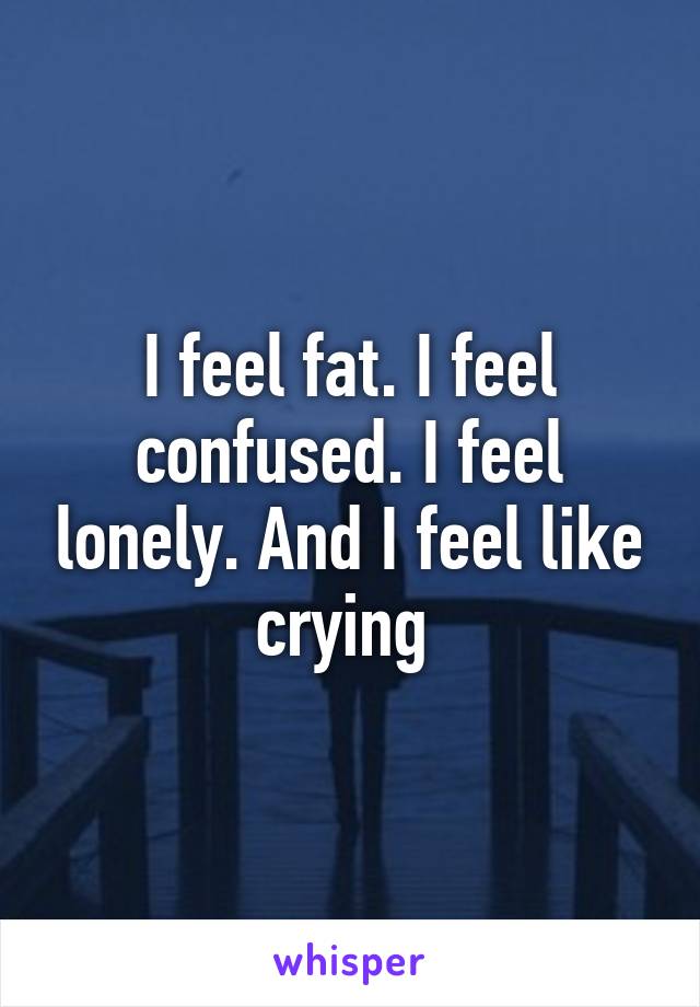 I feel fat. I feel confused. I feel lonely. And I feel like crying 