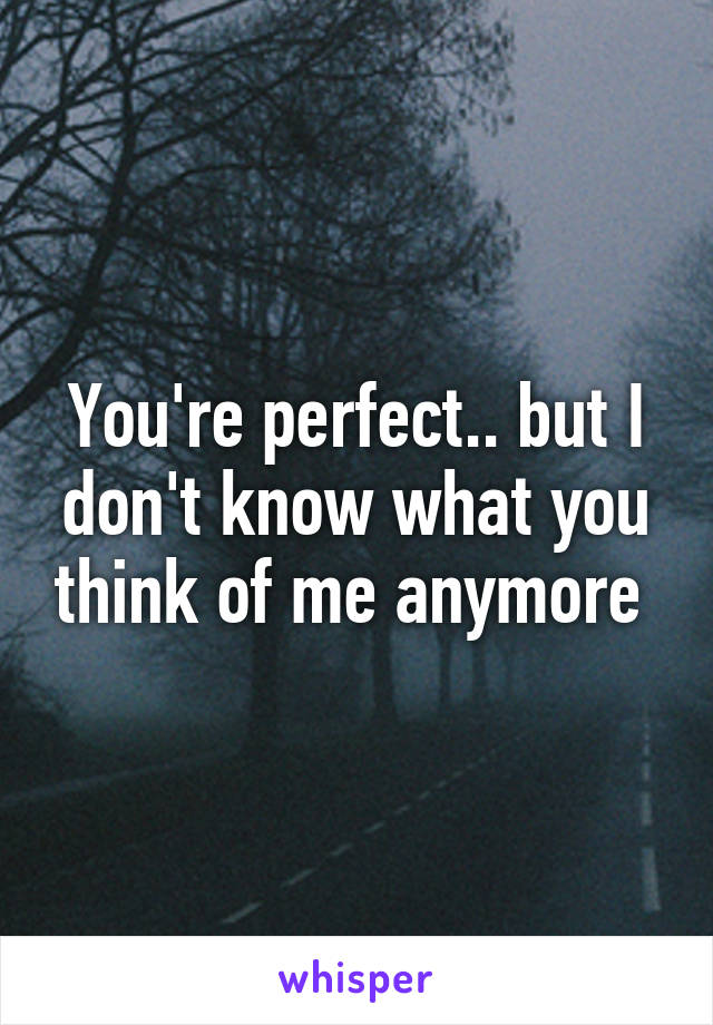 You're perfect.. but I don't know what you think of me anymore 