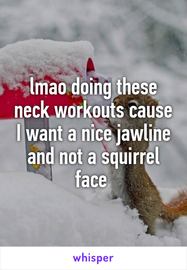 lmao doing these neck workouts cause I want a nice jawline and not a squirrel face 