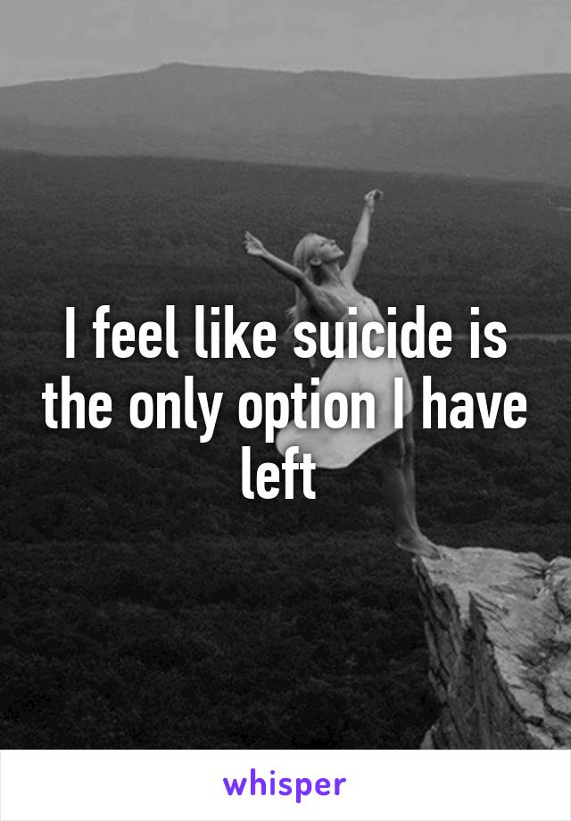 I feel like suicide is the only option I have left 