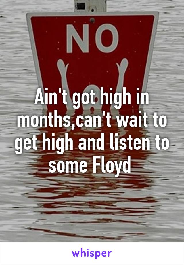 Ain't got high in months,can't wait to get high and listen to some Floyd 