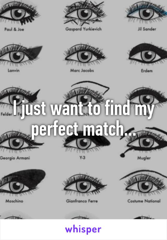 I just want to find my perfect match...