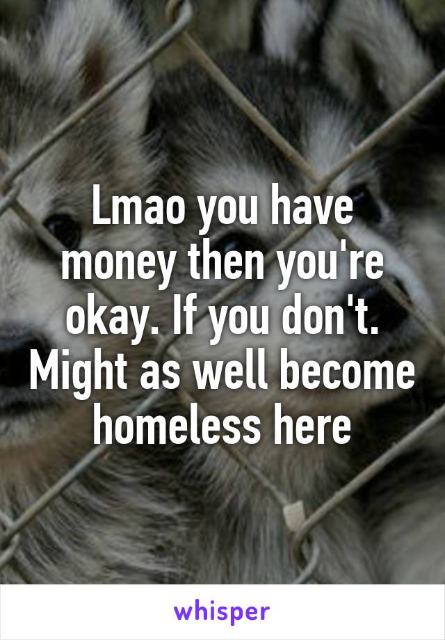 Lmao you have money then you're okay. If you don't. Might as well become homeless here