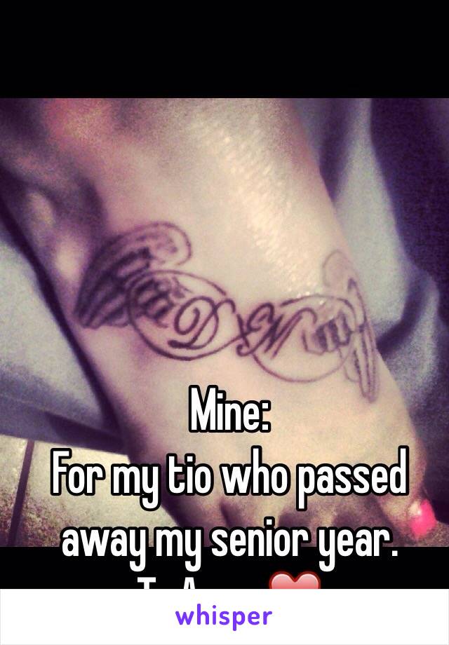 Mine:
For my tio who passed away my senior year.
Te Amo. ❤️