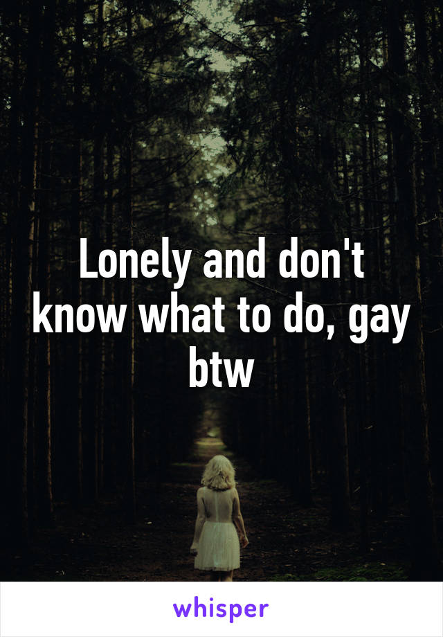 Lonely and don't know what to do, gay btw