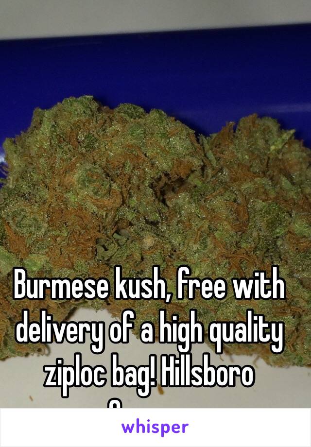 Burmese kush, free with delivery of a high quality ziploc bag! Hillsboro Oregon.