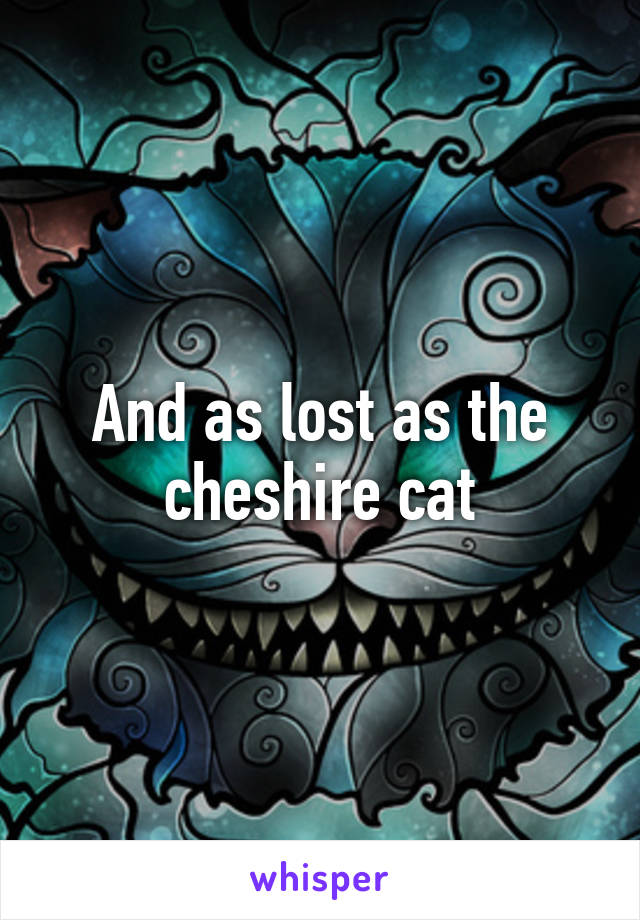 And as lost as the cheshire cat