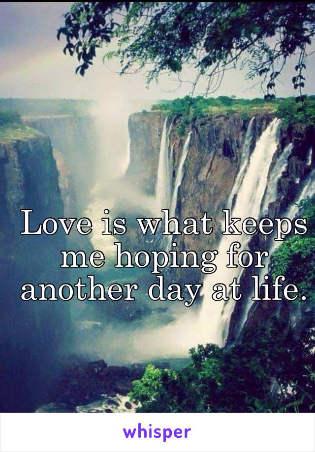 Love is what keeps me hoping for another day at life. 