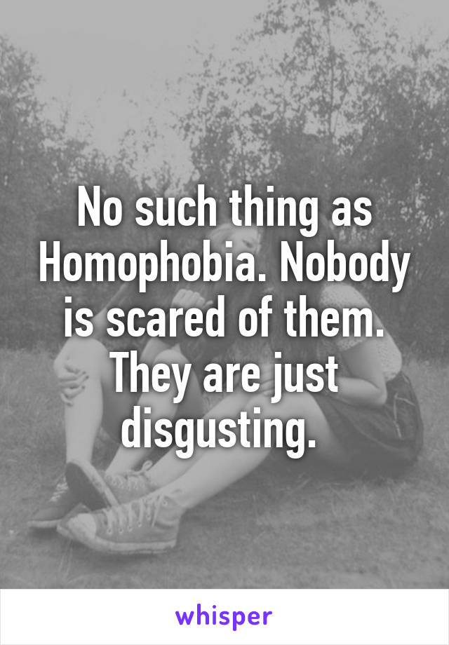 No such thing as Homophobia. Nobody is scared of them. They are just disgusting. 