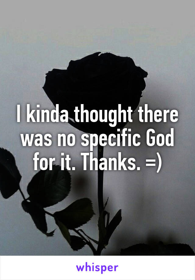 I kinda thought there was no specific God for it. Thanks. =)