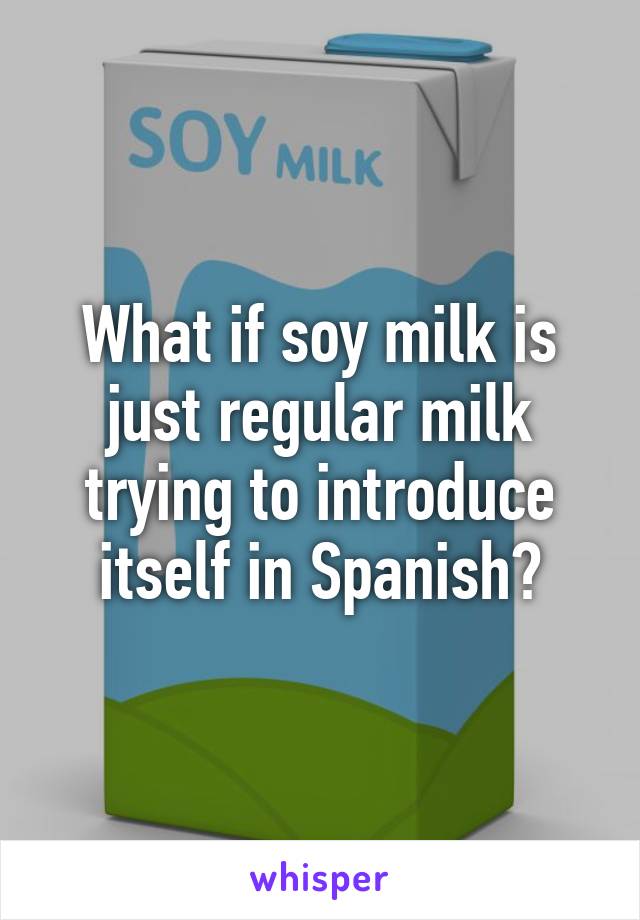 What if soy milk is just regular milk trying to introduce itself in Spanish?