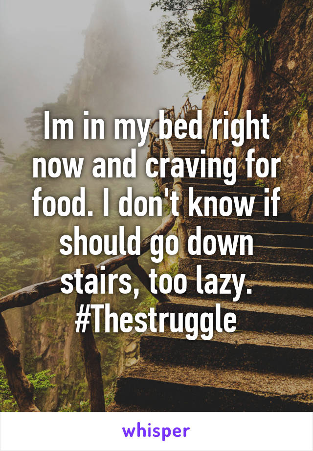 Im in my bed right now and craving for food. I don't know if should go down stairs, too lazy.
#Thestruggle