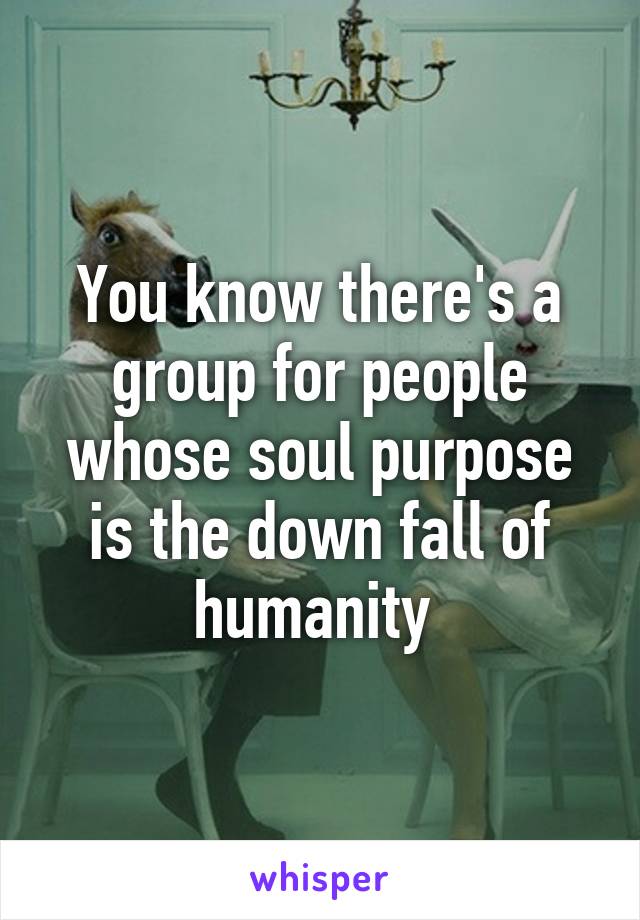 You know there's a group for people whose soul purpose is the down fall of humanity 