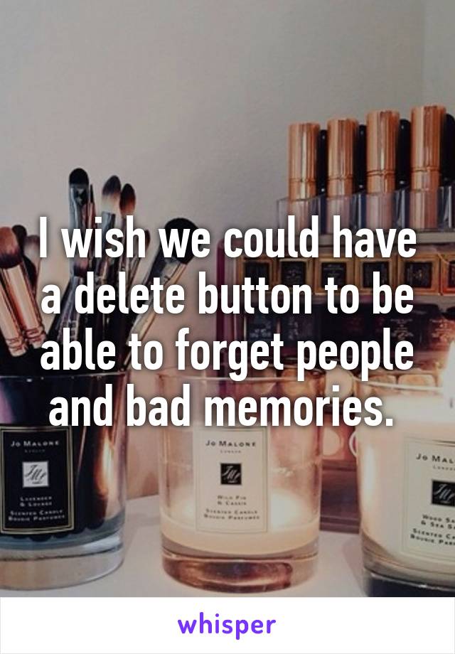 I wish we could have a delete button to be able to forget people and bad memories. 