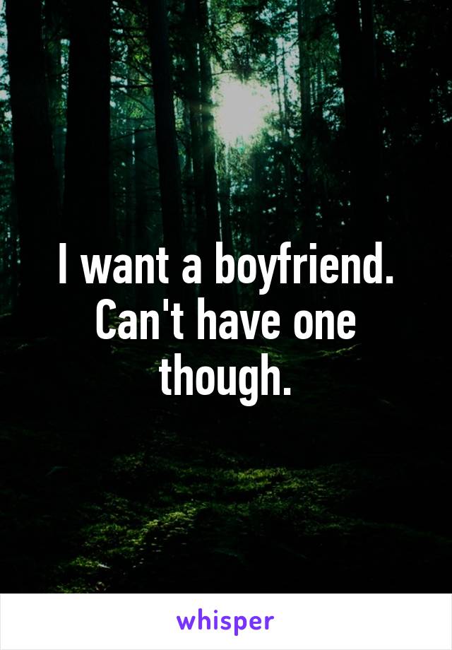 I want a boyfriend. Can't have one though.