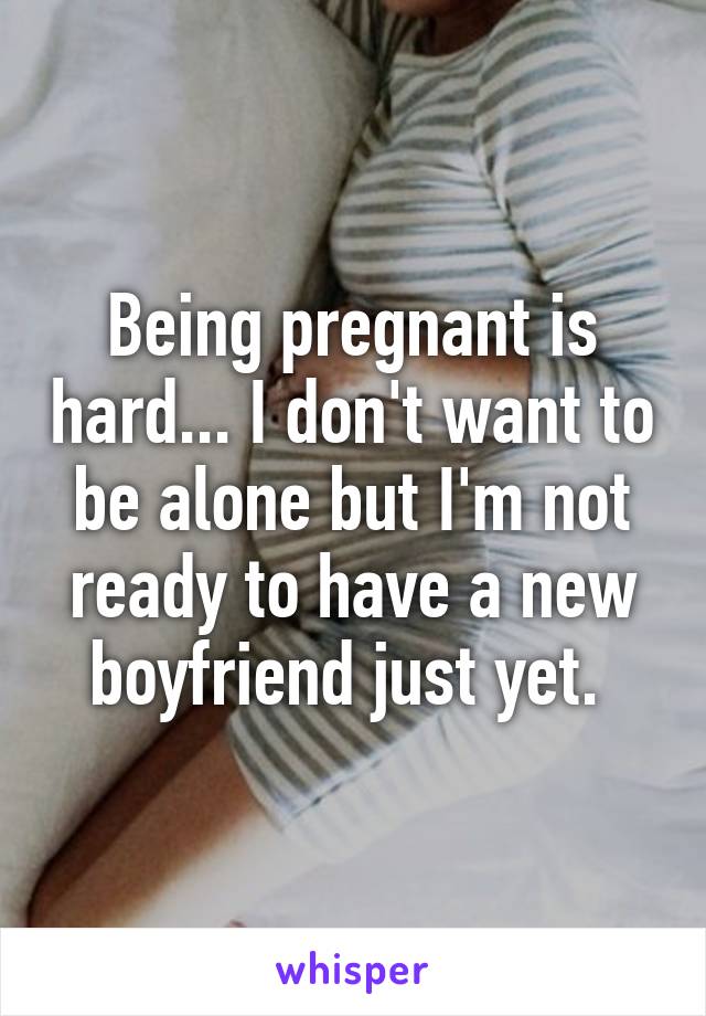 Being pregnant is hard... I don't want to be alone but I'm not ready to have a new boyfriend just yet. 