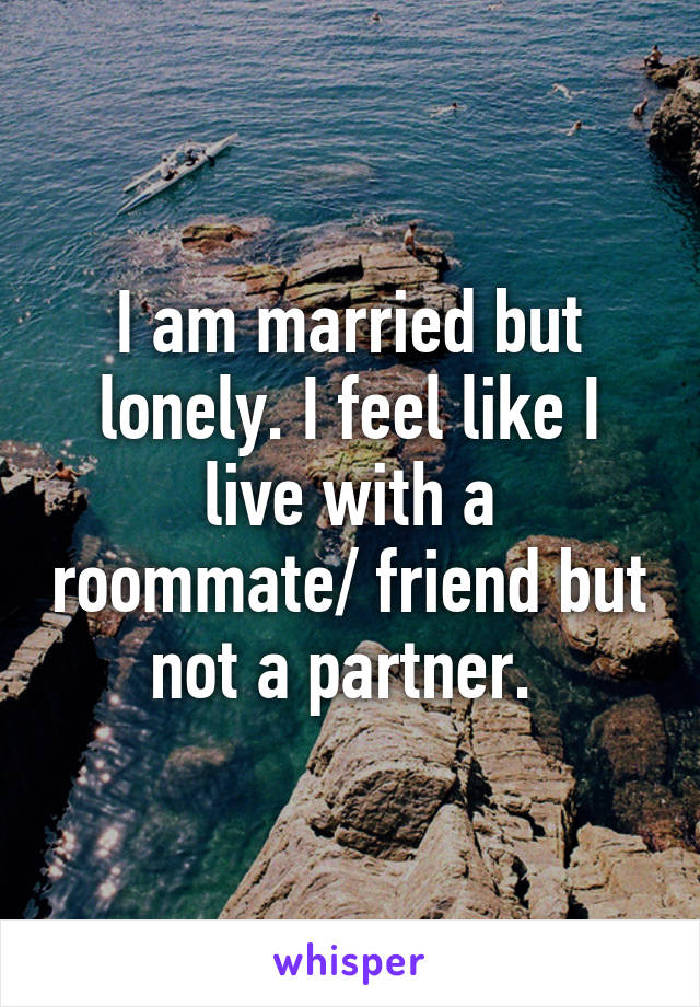 I am married but lonely. I feel like I live with a roommate/ friend but not a partner. 