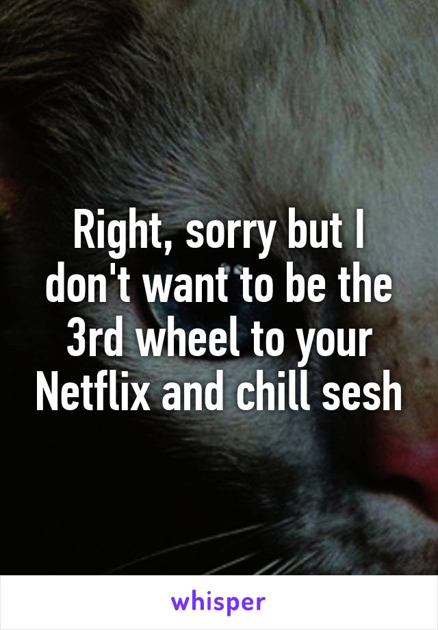 Right, sorry but I don't want to be the 3rd wheel to your Netflix and chill sesh