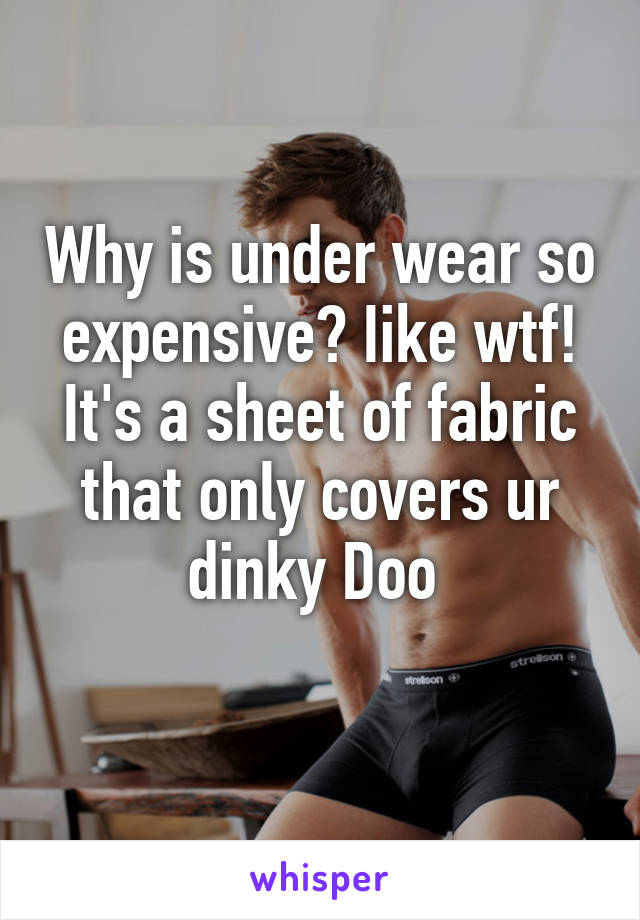 Why is under wear so expensive? Iike wtf! It's a sheet of fabric that only covers ur dinky Doo 
