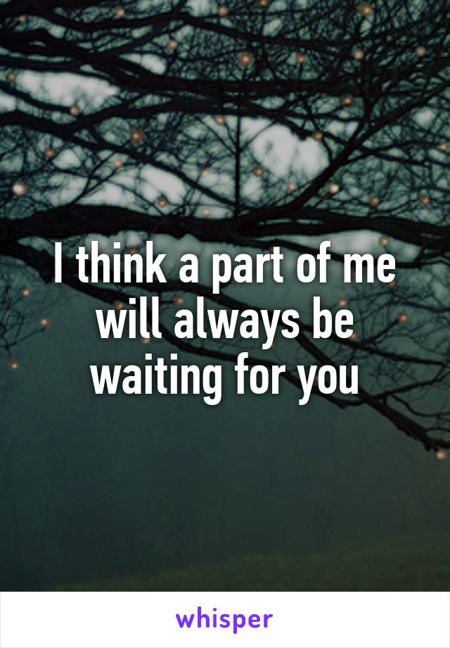 I think a part of me will always be waiting for you