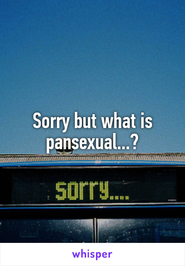 Sorry but what is pansexual...?