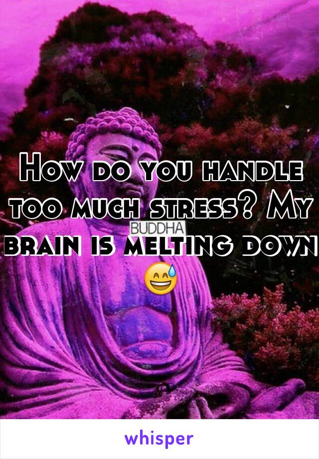 How do you handle too much stress? My brain is melting down 😅