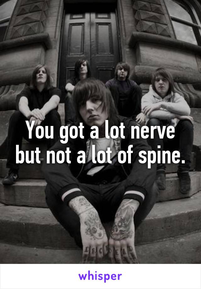 You got a lot nerve but not a lot of spine.