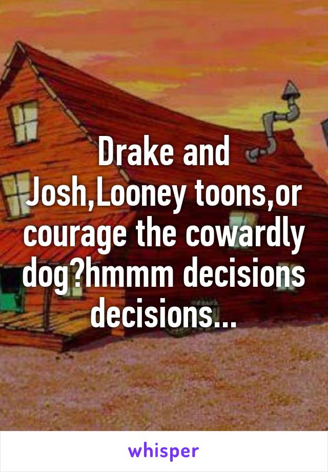 Drake and Josh,Looney toons,or courage the cowardly dog?hmmm decisions decisions...