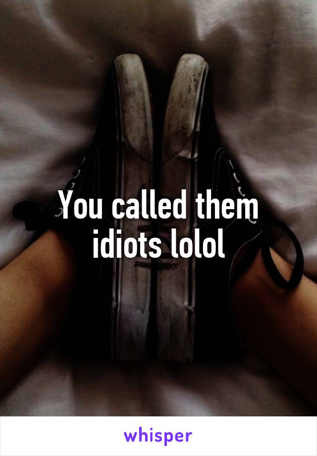 You called them idiots lolol