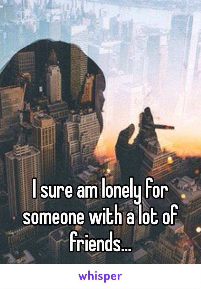 I sure am lonely for someone with a lot of friends...