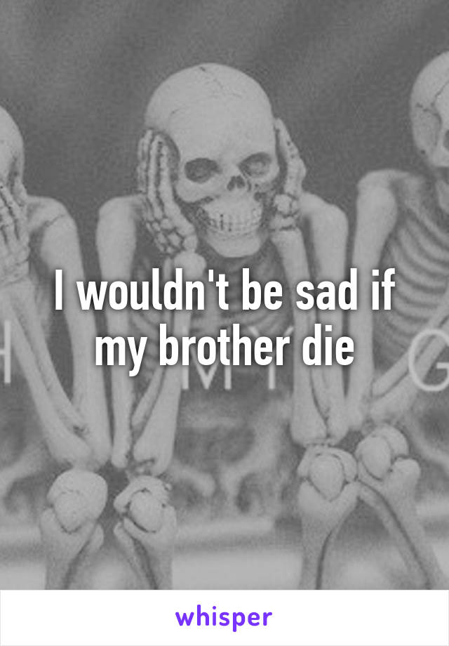 I wouldn't be sad if my brother die