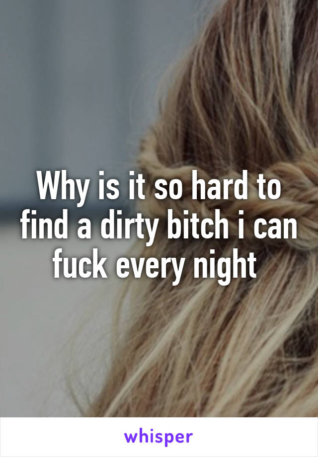 Why is it so hard to find a dirty bitch i can fuck every night 