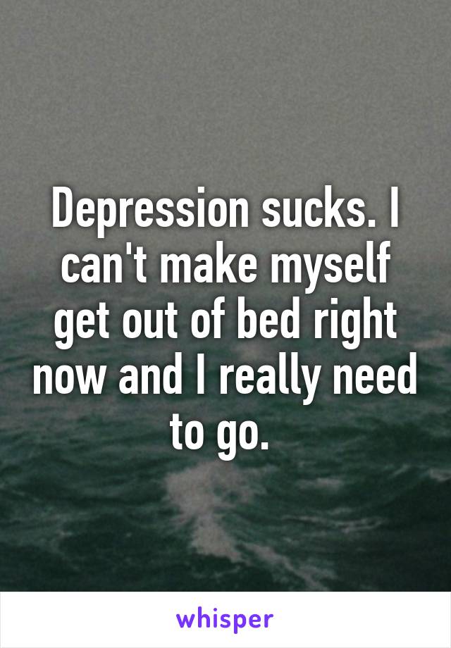 Depression sucks. I can't make myself get out of bed right now and I really need to go. 